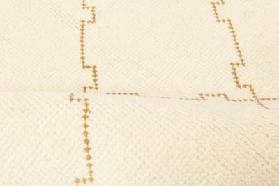 Mid 20th Century Moroccan Ivory and Brown Handmade Wool Rug