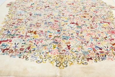 Mid 20th Century Olga Fisch Caceria The Hunt Colorful Handmade Wool Carpet