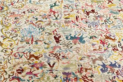 Mid 20th Century Olga Fisch Caceria The Hunt Colorful Handmade Wool Carpet