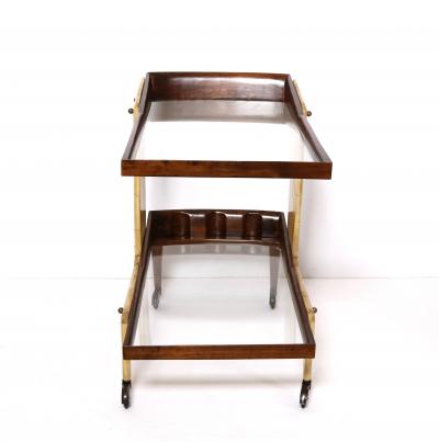 Mid 20th Century Parchment Bar Cart Italy Circa 1950s