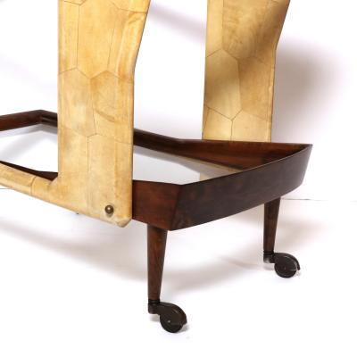 Mid 20th Century Parchment Bar Cart Italy Circa 1950s