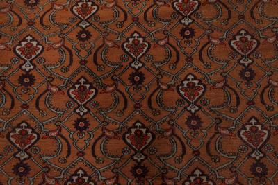 Mid 20th Century Persian Meshad Orange Burgundy Handmade Wool Rug