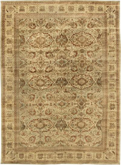 Mid 20th Century Persian Sultanabad Botanic Brown Handmade Wool Carpet