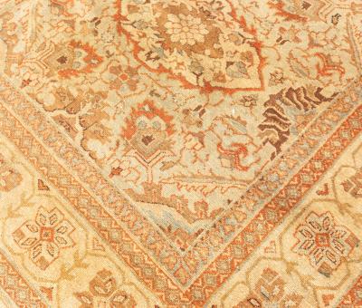 Mid 20th Century Persian Sultanabad Botanic Brown Handmade Wool Carpet