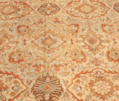 Mid 20th Century Persian Sultanabad Botanic Brown Handmade Wool Carpet