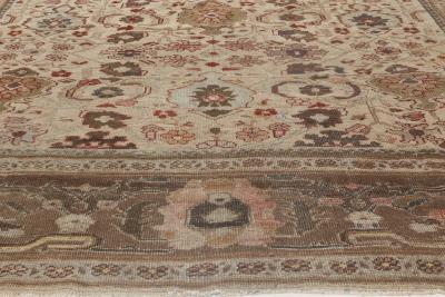 Mid 20th Century Persian Sultanabad Chestnut Beige Burgundy Handmade Wool Rug
