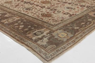 Mid 20th Century Persian Sultanabad Chestnut Beige Burgundy Handmade Wool Rug