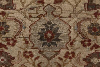 Mid 20th Century Persian Sultanabad Chestnut Beige Burgundy Handmade Wool Rug