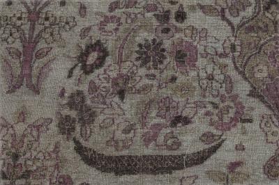Mid 20th Century Persian Tabriz Beige Purple Handwoven Wool Rug