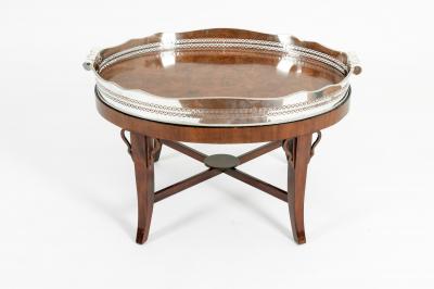 Mid 20th Century Plated High Gallery Wood Interior Tray Table