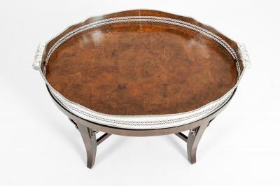 Mid 20th Century Plated High Gallery Wood Interior Tray Table