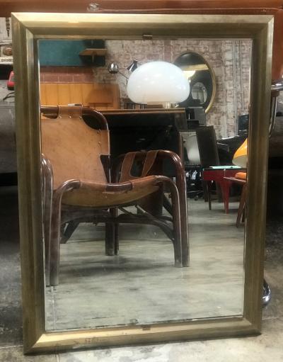 Mid 20th Century Rectangular Mirror with Brass Surround Italy 1950s