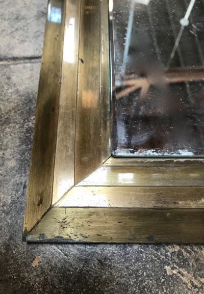 Mid 20th Century Rectangular Mirror with Brass Surround Italy 1950s