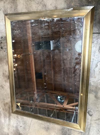 Mid 20th Century Rectangular Mirror with Brass Surround Italy 1950s