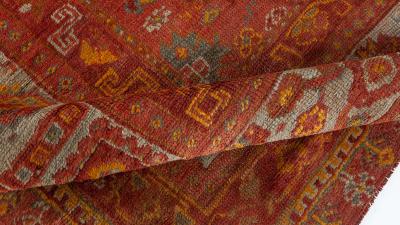 Mid 20th Century Red and Yellow Oushak Handmade Wool Rug