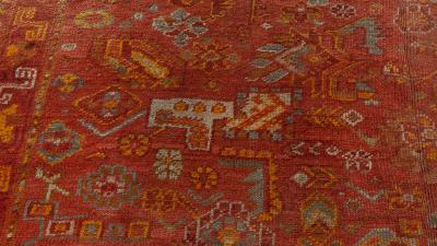 Mid 20th Century Red and Yellow Oushak Handmade Wool Rug