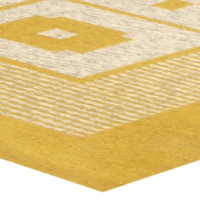 Mid 20th Century Reversible Geometric Mustard Yellow Gray Ivory Swedish Rug