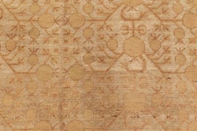 Mid 20th Century Samarkand Beige Brown and Black Handwoven Wool Rug
