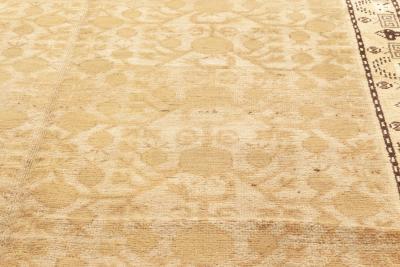 Mid 20th Century Samarkand Beige Brown and Black Handwoven Wool Rug