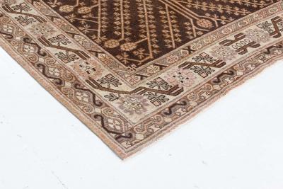 Mid 20th Century Samarkand Brown Beige Pink Handmade Wool Rug