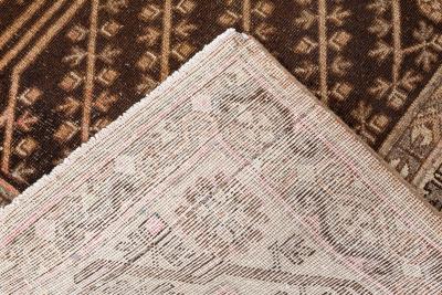 Mid 20th Century Samarkand Brown Beige Pink Handmade Wool Rug