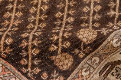 Mid 20th Century Samarkand Brown Beige Pink Handmade Wool Rug