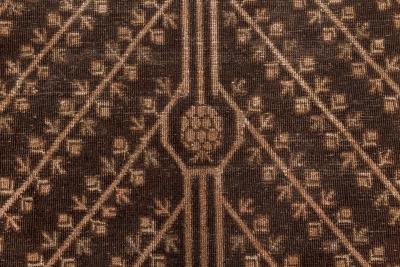 Mid 20th Century Samarkand Brown Beige Pink Handmade Wool Rug
