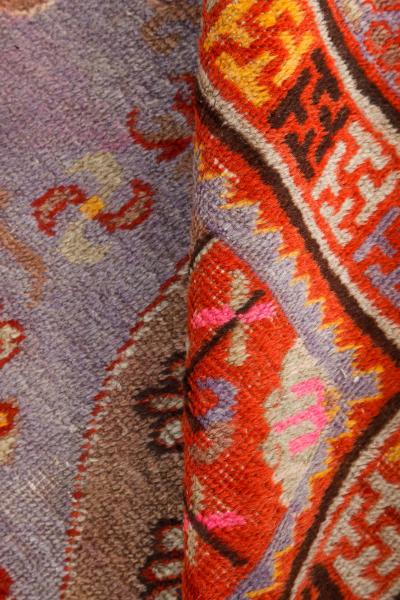 Mid 20th Century Samarkand Brown Gold Orange Pink Purple Red Wool Rug