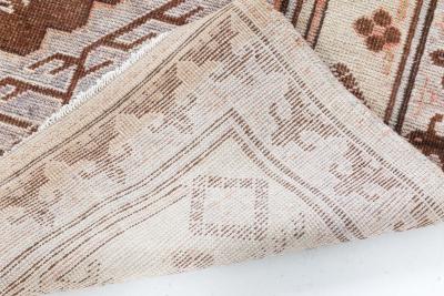 Mid 20th Century Samarkand Gray Beige Purple Pink Handmade Wool Rug
