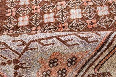 Mid 20th Century Samarkand Gray Beige Purple Pink Handmade Wool Rug
