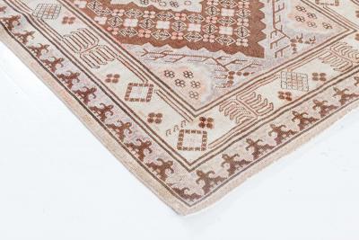 Mid 20th Century Samarkand Gray Beige Purple Pink Handmade Wool Rug
