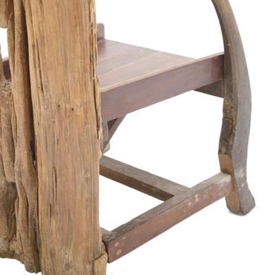 Mid 20th Century Sculptural Olive Wood And Walnut Chair France 40s