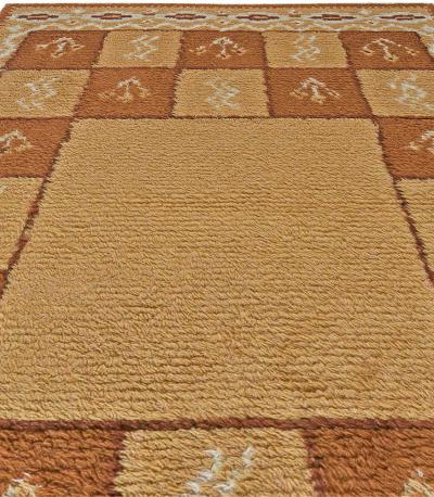 Mid 20th Century Swedish Beige and Brown Handmade Wool Rug