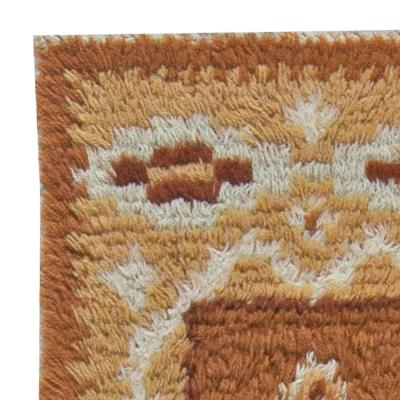 Mid 20th Century Swedish Beige and Brown Handmade Wool Rug