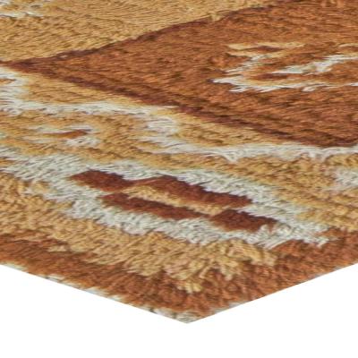 Mid 20th Century Swedish Beige and Brown Handmade Wool Rug