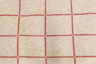 Mid 20th Century Swedish Carmine Red Ivory Flat Weave Wool Rug