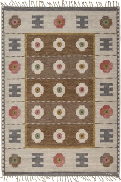 Mid 20th Century Swedish Flatweave Wool Rug by Alice Walleback AW 
