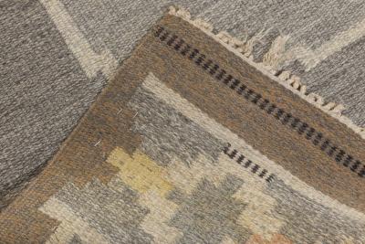 Mid 20th Century Swedish Neutral Colors Wool Rug by Ingegerd Silow Woven IS 
