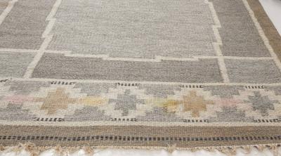 Mid 20th Century Swedish Neutral Colors Wool Rug by Ingegerd Silow Woven IS 
