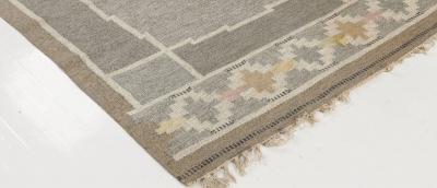 Mid 20th Century Swedish Neutral Colors Wool Rug by Ingegerd Silow Woven IS 