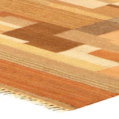 Mid 20th Century Swedish Orange Handmade Wool Rug