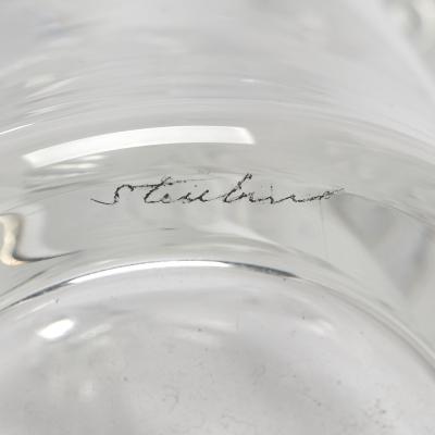 Mid 20th Century Tableware Steuben Blown Glass Vase with Spiral Ribs