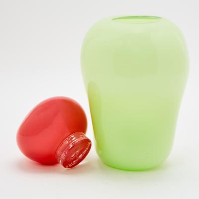 Mid 20th Century Two Color Blown Glass Covered Vase Bonbonniere