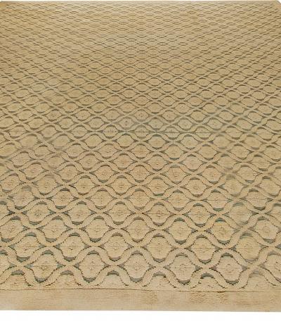 Mid 20th Century Vintage French Modern Handwoven Wool Rug in Shades of Beige
