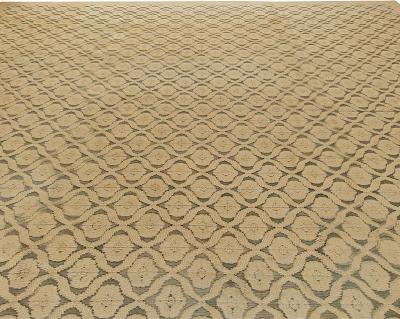 Mid 20th Century Vintage French Modern Handwoven Wool Rug in Shades of Beige