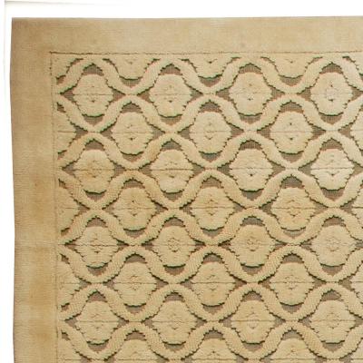 Mid 20th Century Vintage French Modern Handwoven Wool Rug in Shades of Beige