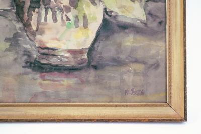 Mid 20th Century Watercolor Floral Still Life by EM Boehm