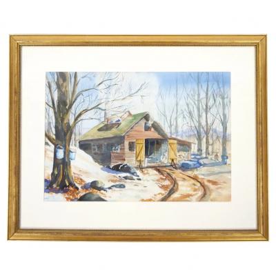 Mid 20th Century Wood Frame Water Color