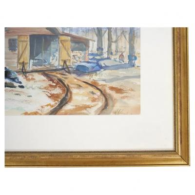 Mid 20th Century Wood Frame Water Color