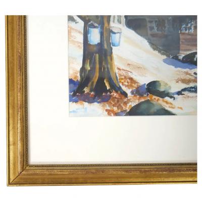 Mid 20th Century Wood Frame Water Color